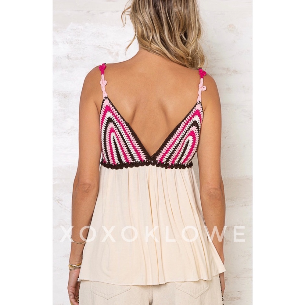 POL Pink Multi Crochet Baby Doll Tank Top - Picture 12 of 13